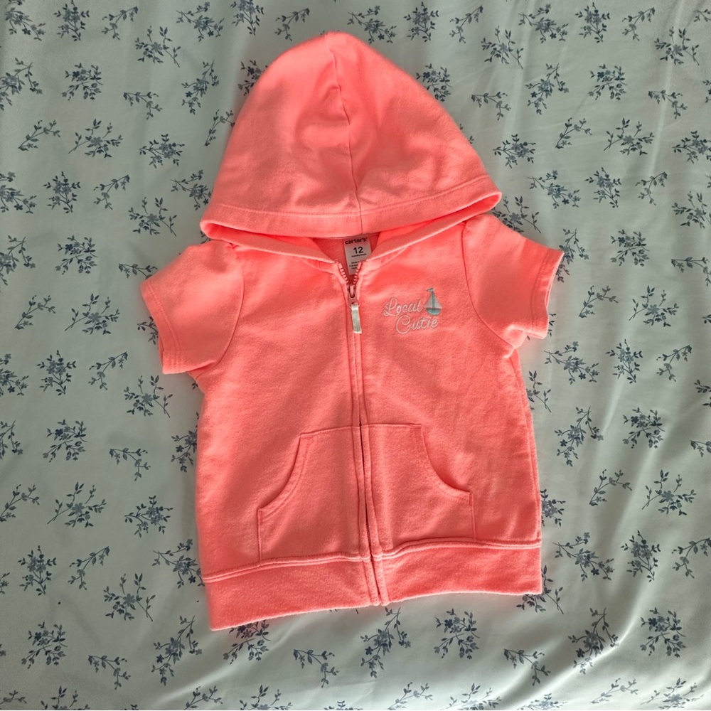 Carter's Coral Short Sleeves Hoodie Jacket - Local Cutie 12M